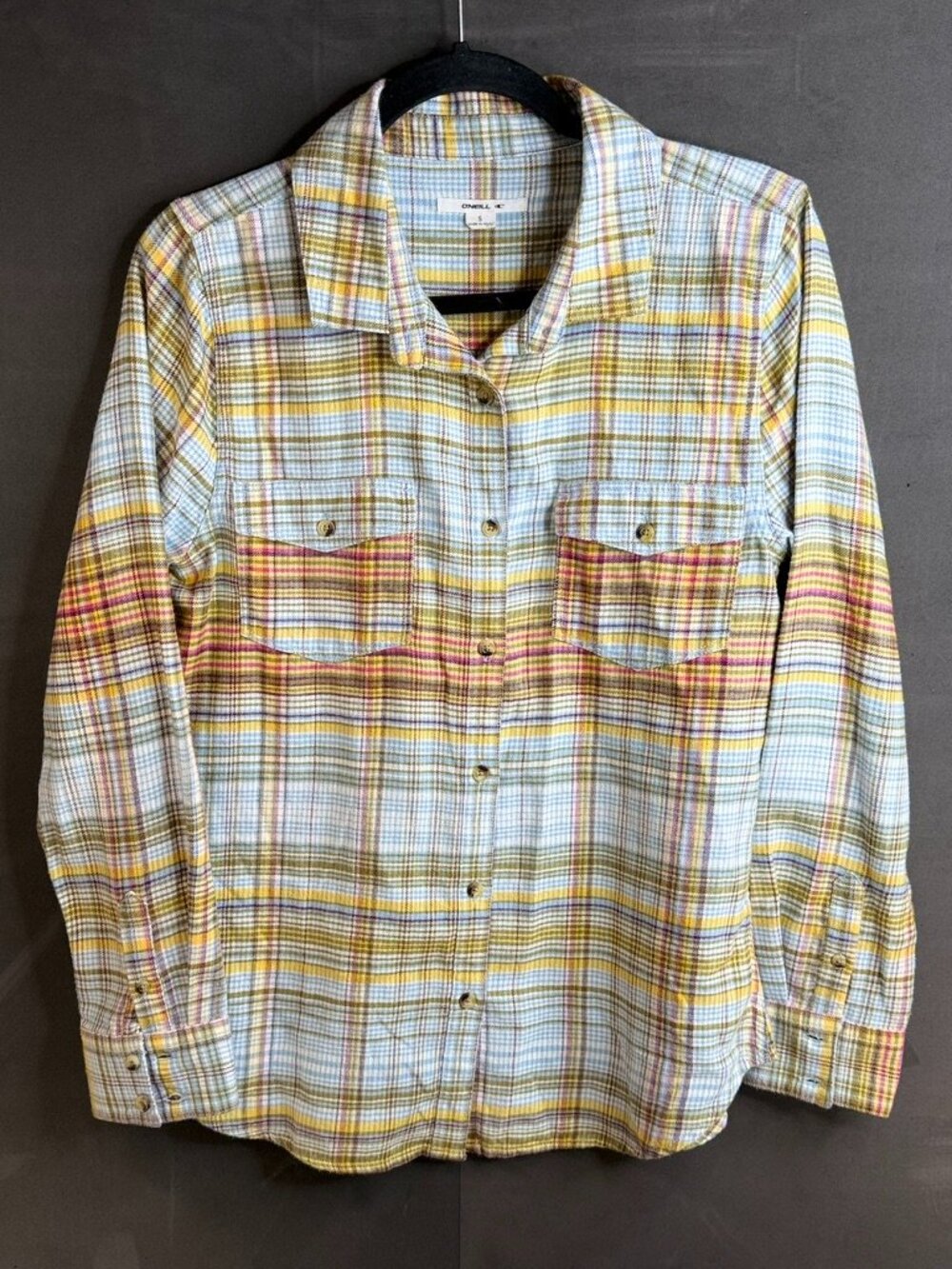 Oneill Multi-Color Plaid Nash Flannel Button Up Top Classic Womens Size S